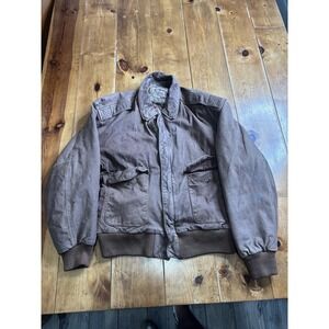 International Leather Collection Men's Brown Bomber Jacket Size M Distressed Zip